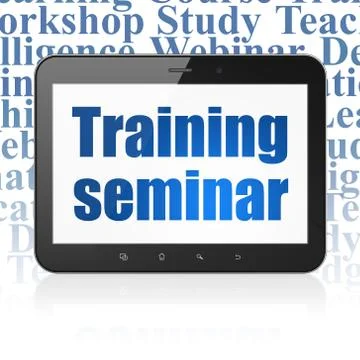 Education concept: Tablet Computer with Training Seminar on display 스톡 일러스트