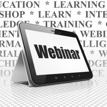 Education concept: Tablet Computer with Webinar on display Stock Illustration