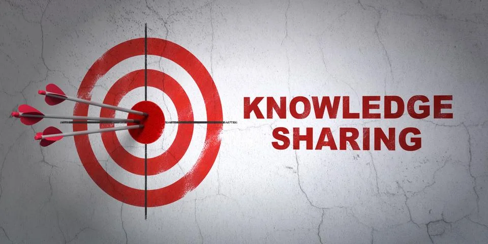 Education concept: target and Knowledge Sharing on wall background Stock Illustration