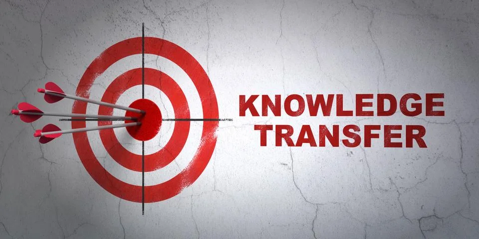 Education concept: target and Knowledge Transfer on wall background Stock Illustration