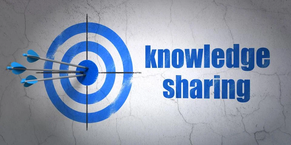 Education concept: target and Knowledge Sharing on wall background Stock Illustration