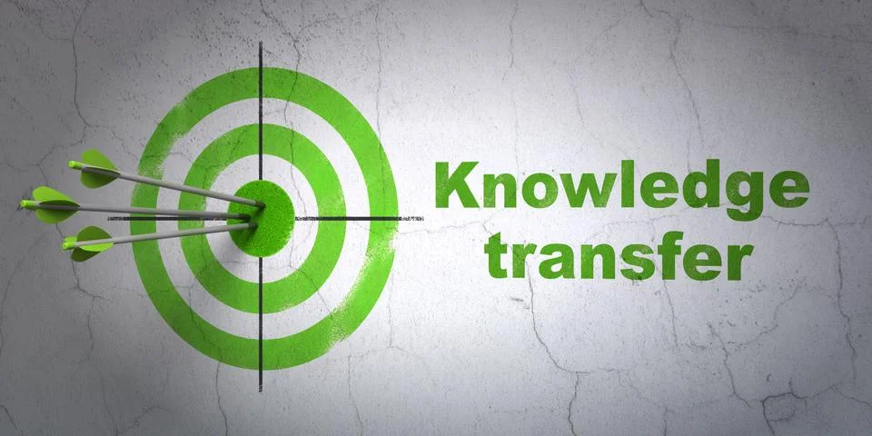 Education concept: target and Knowledge Transfer on wall background Stock Illustration