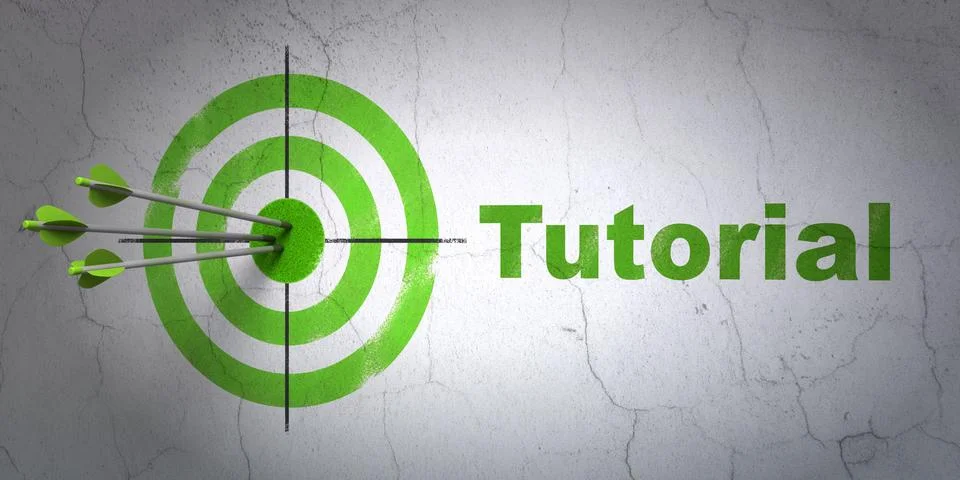 Education concept: target and Tutorial on wall background Stock Illustration
