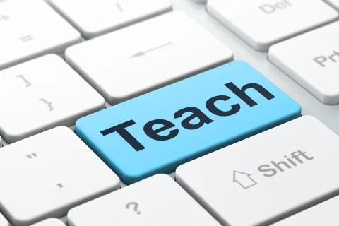 Education concept: Teach on computer keyboard background 스톡 일러스트