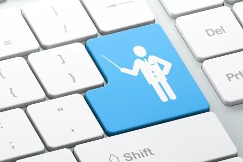 Education concept: Teacher on computer keyboard background Stock Illustration