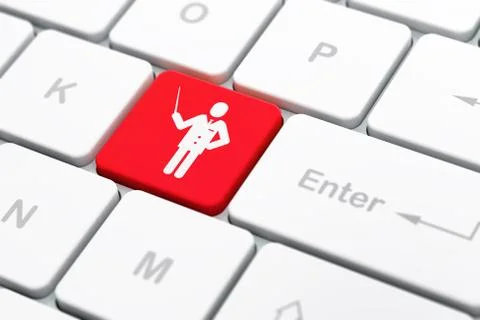 Education concept: Teacher on computer keyboard background Stock Illustration