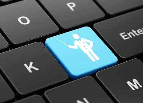 Education concept: Teacher on computer keyboard background Illustrazione stock