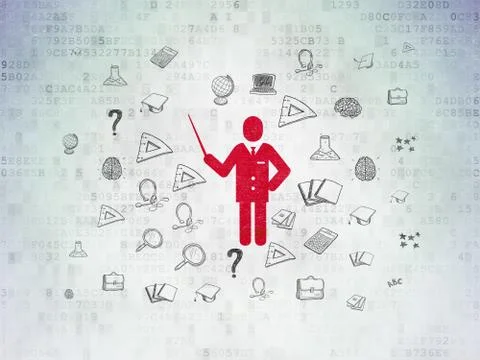 Education concept: Teacher on Digital Data Paper background Stock Illustration