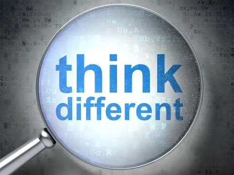 Education concept: Think Different with optical glass Stockillustratie