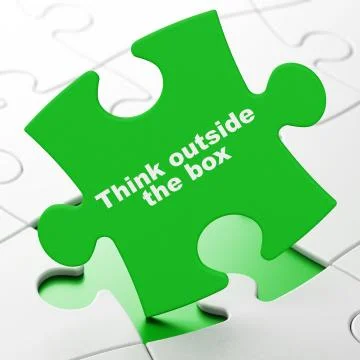 Education concept: Think outside The box on puzzle background Illustrazione stock