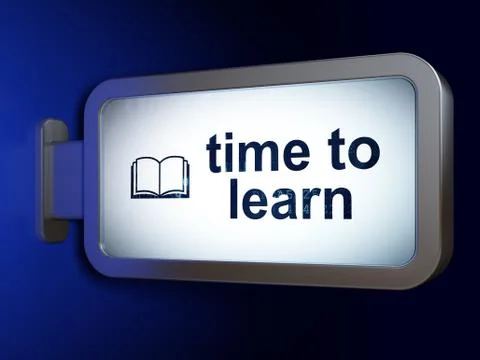 Education concept: Time to Learn and Book on billboard background Stock Illustration