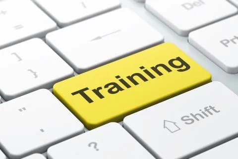 Education concept: Training on computer keyboard background Illustrazione stock