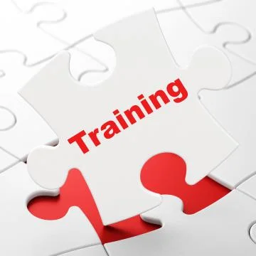 Education concept: Training on puzzle background Illustrazione stock