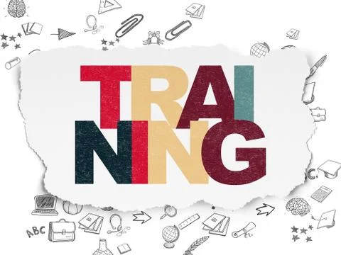 Education concept: Training on Torn Paper background Illustrazione stock