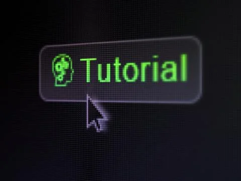 Education concept: Tutorial and Head With Gears on digital button background Stock Illustration