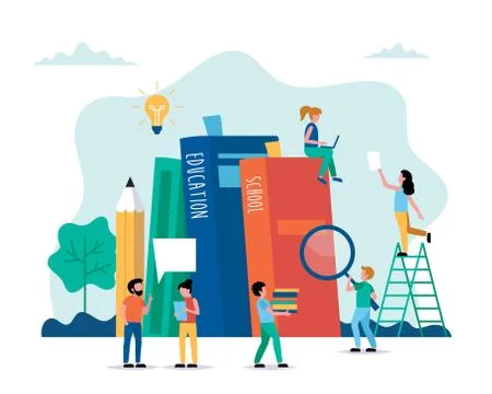 Education concept vector illustration in flat style. Online education, school Stock Illustration