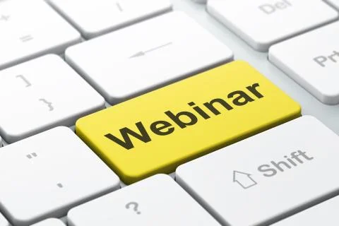 Education concept: Webinar on computer keyboard background 스톡 일러스트