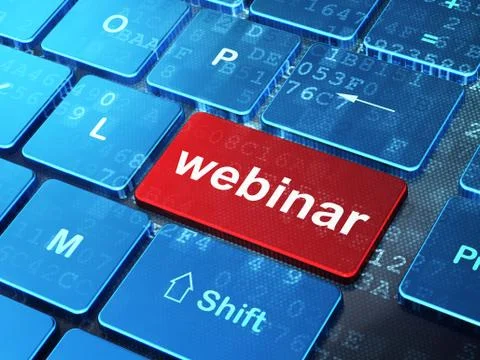 Education concept: Webinar on computer keyboard background Stock Illustration