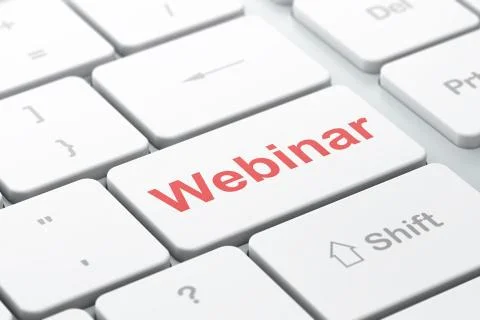 Education concept: Webinar on computer keyboard background Illustrazione stock