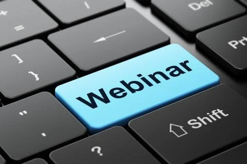 Education concept: Webinar on computer keyboard background Stockillustratie