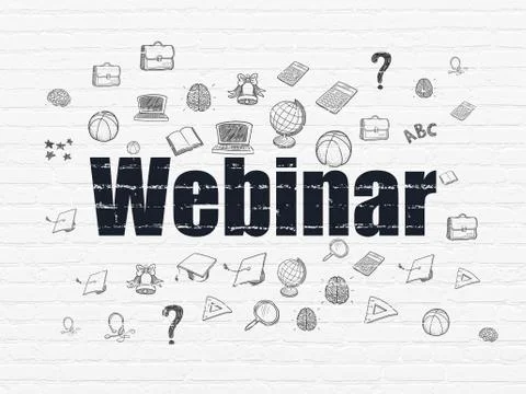 Education concept: Webinar on wall background Ilustración de archivo