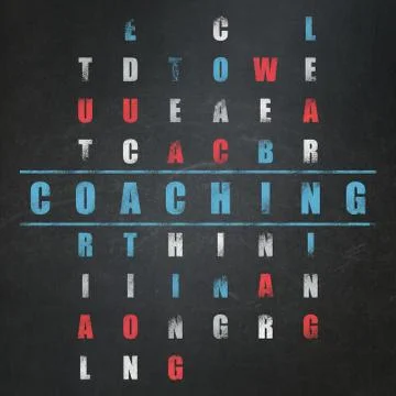 Education concept: word Coaching in solving Crossword Puzzle イラスト素材