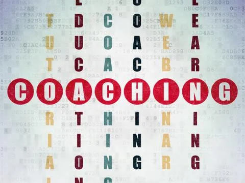 Education concept: word Coaching in solving Crossword Puzzle 스톡 일러스트