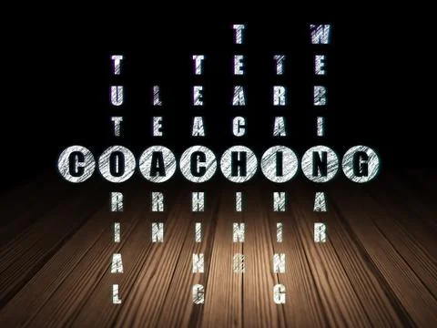 Education concept: word Coaching in solving Crossword Puzzle Illustrazione stock