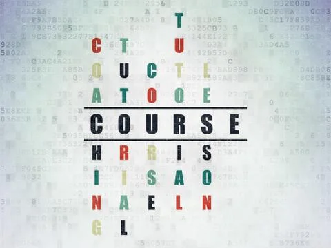 Education concept: word Course in solving Crossword Puzzle 스톡 일러스트