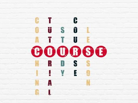 Education concept: word Course in solving Crossword Puzzle Illustration