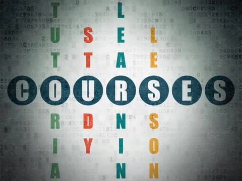 Education concept: word Courses in solving Crossword Puzzle Illustration