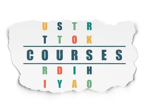 Education concept: word Courses in solving Crossword Puzzle Illustrazione stock