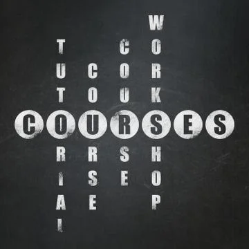Education concept: word Courses in solving Crossword Puzzle Stockillustratie