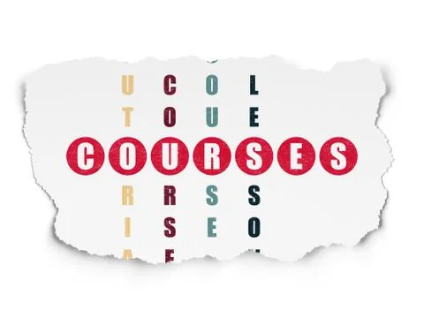 Education concept: word Courses in solving Crossword Puzzle Illustrazione stock