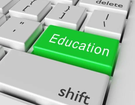 Education concept. Word Education on button of computer keyboard 스톡 일러스트