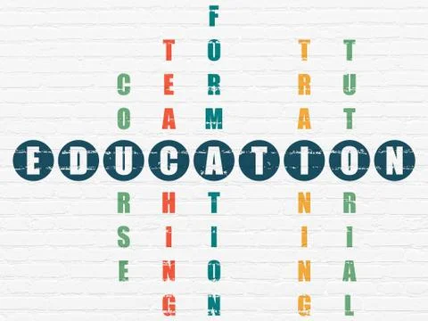 Education concept: word Education in solving Crossword Puzzle Stockillustratie