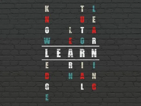 Education concept: word Learn in solving Crossword Puzzle Illustrazione stock