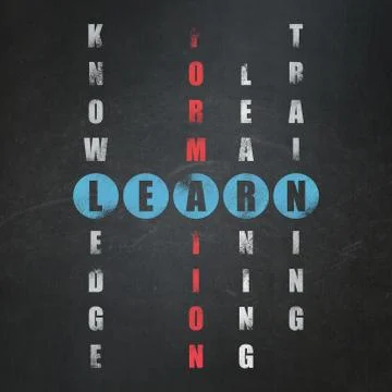 Education concept: word Learn in solving Crossword Puzzle 스톡 일러스트