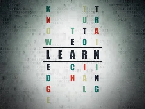 Education concept: word Learn in solving Crossword Puzzle Illustrazione stock