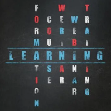 Education concept: word Learning in solving Crossword Puzzle Stockillustratie