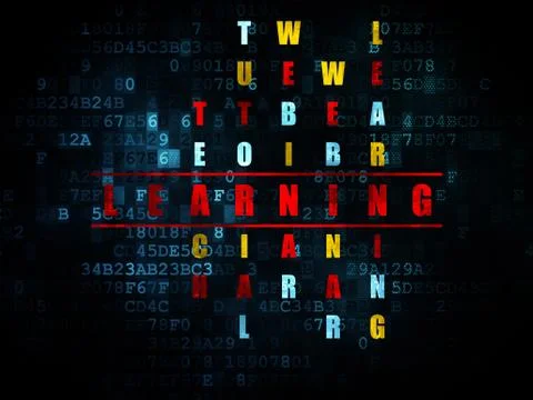 Education concept: word Learning in solving Crossword Puzzle Stockillustratie