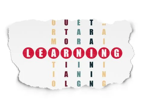 Education concept: word Learning in solving Crossword Puzzle 스톡 일러스트