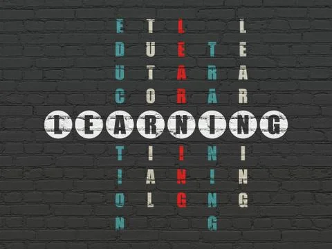 Education concept: word Learning in solving Crossword Puzzle Illustrazione stock