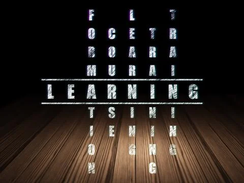 Education concept: word Learning in solving Crossword Puzzle Illustrazione stock