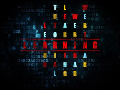 Education concept: word Learning in solving Crossword Puzzle 스톡 일러스트