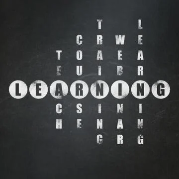 Education concept: word Learning in solving Crossword Puzzle Illustration