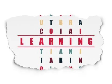 Education concept: word Learning in solving Crossword Puzzle Stockillustratie