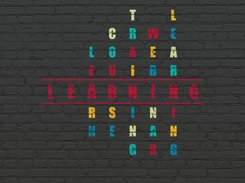 Education concept: word Learning in solving Crossword Puzzle Illustration