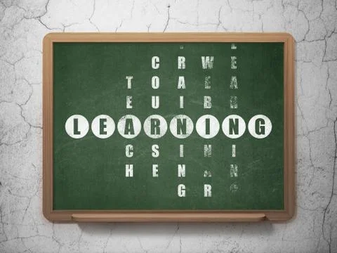 Education concept: word Learning in solving Crossword Puzzle Illustrazione stock