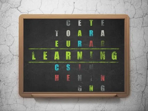 Education concept: word Learning in solving Crossword Puzzle Illustrazione stock
